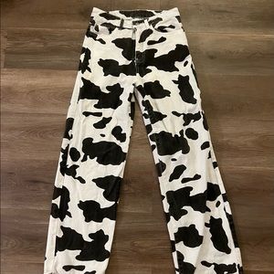 Cow Print Denim Pants